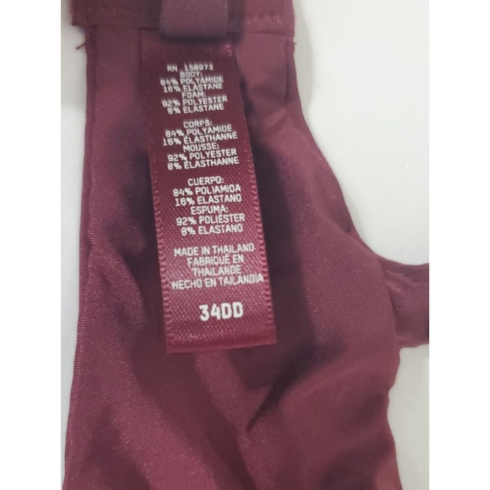 SKIMS Unlined Demi Bra in Deep Burgundy Size 34DD - Picture 6 of 8